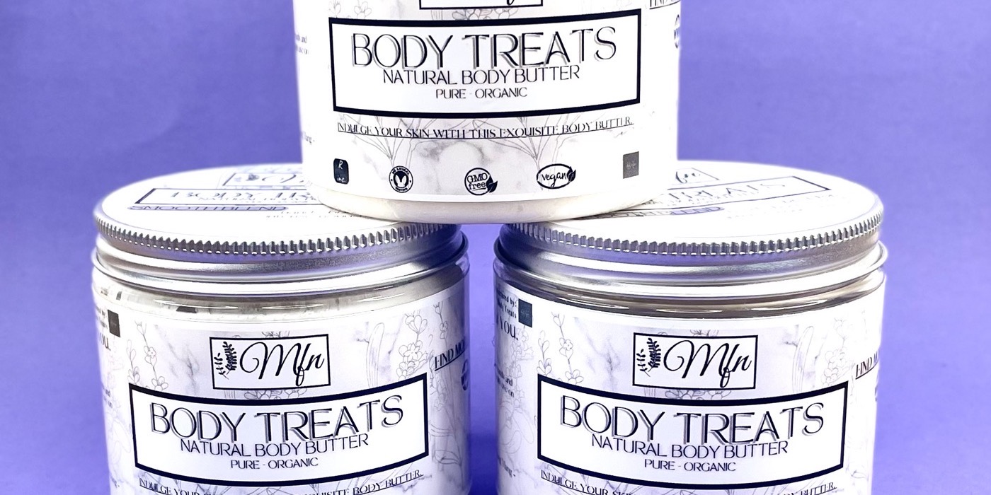 Three jars of Body Treats natural body butter