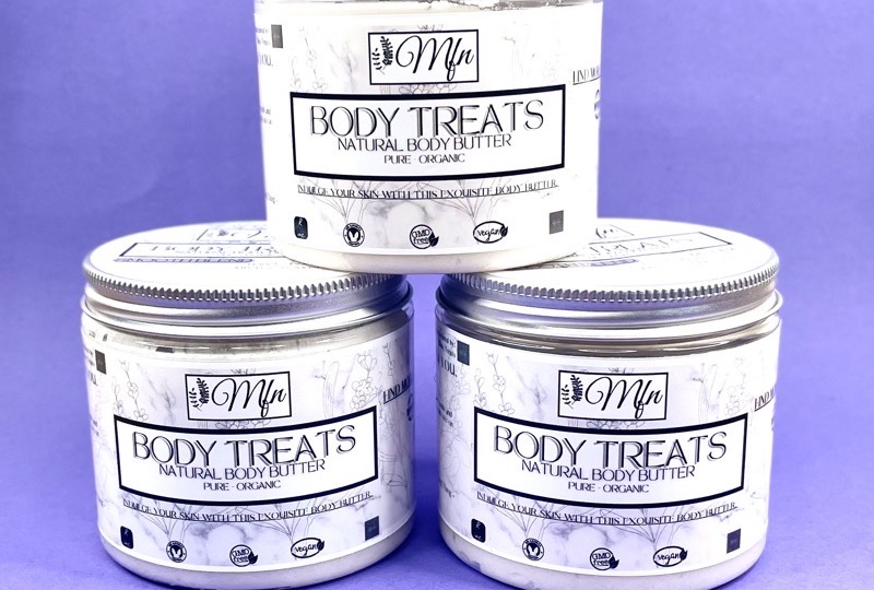 Three jars of Body Treats natural body butter